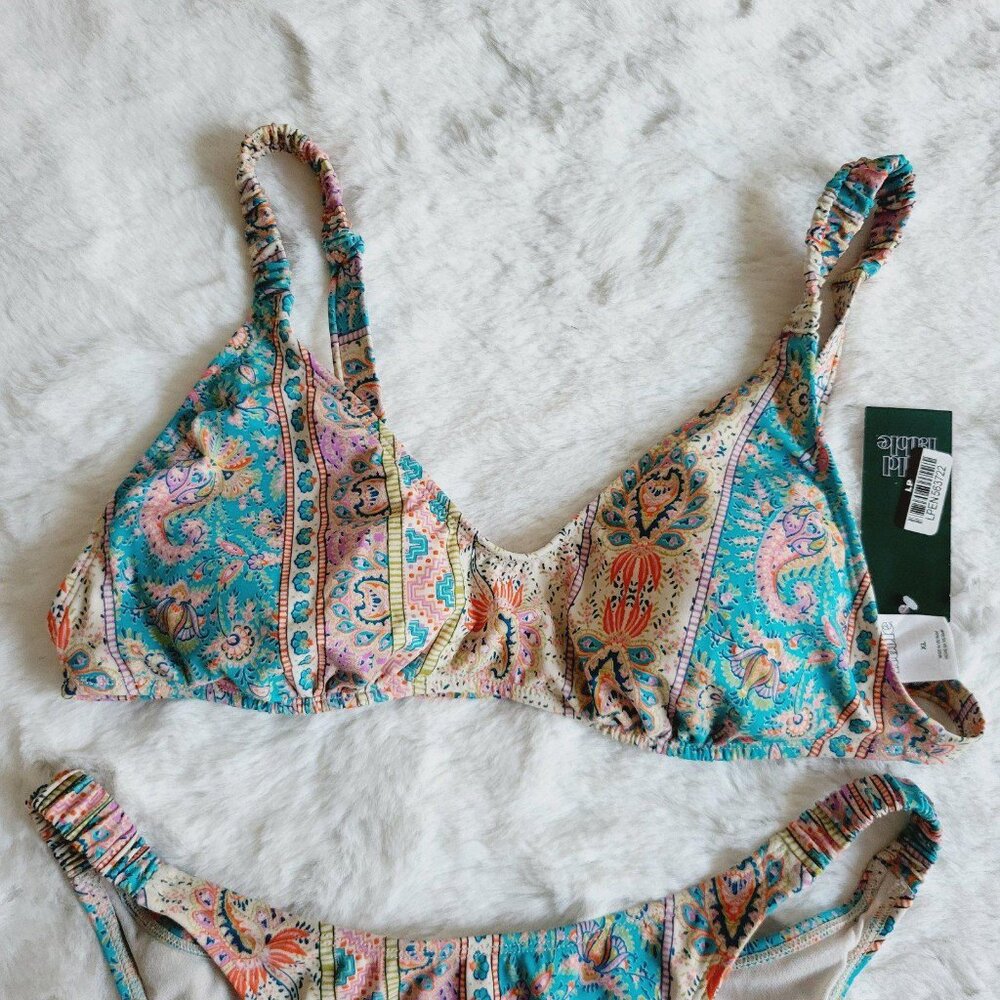 Wild Fable Women's Scrunchie Strap Detail Bralette Bikini 2 Pc Set, BT7-GN - Picture 3 of 7